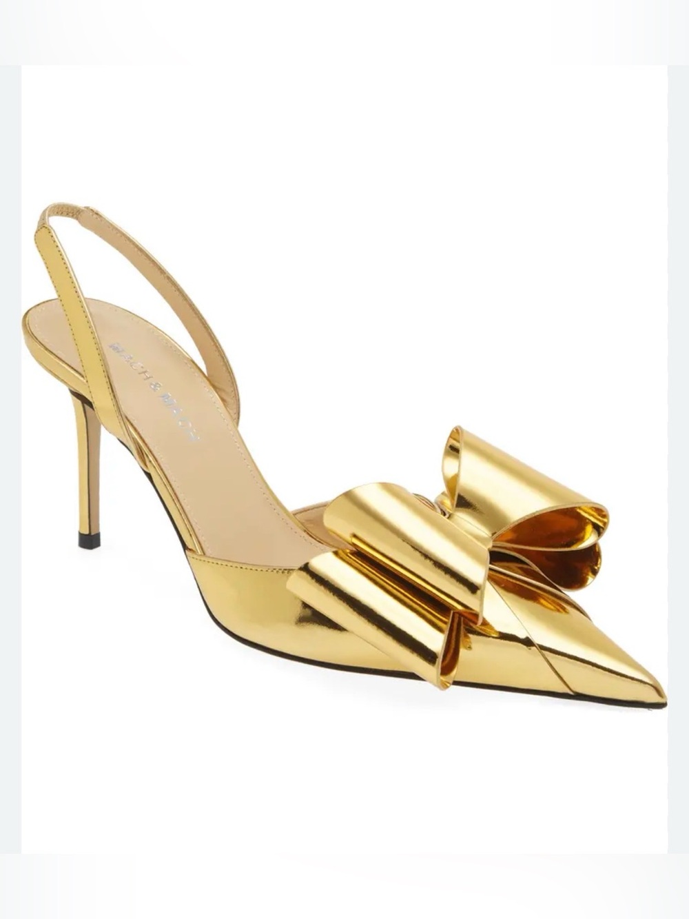 Mach & Mach NEW Le Cadeau Gold Bow Pointed-Toe Slingback Heels size 37